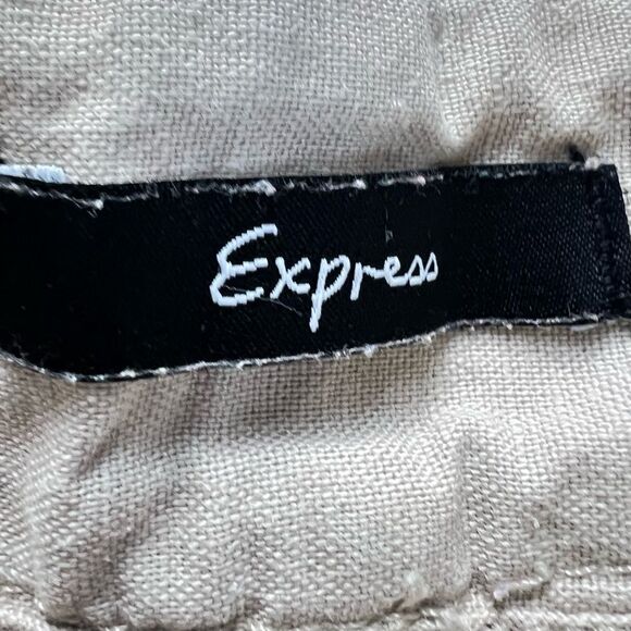 Express Linen Cotton Blend Mid-rise CreamTan Shorts Size 8 - Picture 8 of 12